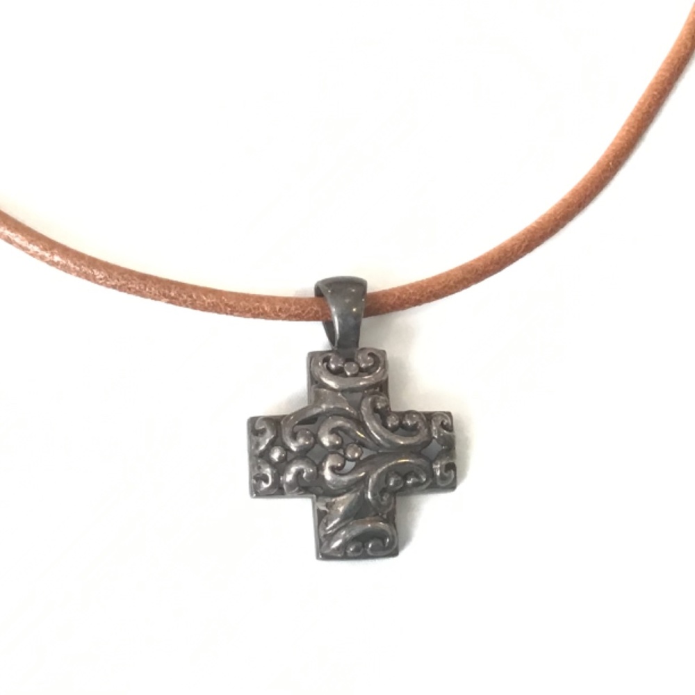 Sterling Silver Scrollwork Cross Cutout Pendant B… - image 2
